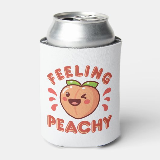 Gefühl Peachy Peach Fruit Happy Kawaii Dosenkühler (Kanne Vorderseite)