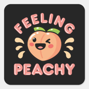 Gefühl Peachy Pfirsiche Sommerfrucht Quadratischer Aufkleber