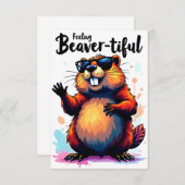 Gefühl Schön - Funny Beaver Grafik Dankeskarte (Vorne/Hinten)
