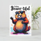 Gefühl Schön - Funny Beaver Grafik Einladung (Stehend Vorderseite)
