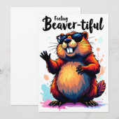 Gefühl Schön - Funny Beaver Grafik Einladung (Vorne/Hinten)