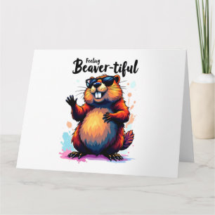 Gefühl Schön - Funny Beaver Grafik Karte
