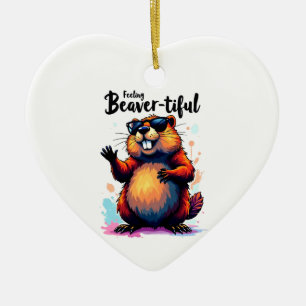 Gefühl Schön - Funny Beaver Grafik Keramik Ornament