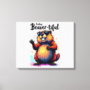 Gefühl Schön - Funny Beaver Grafik Leinwanddruck