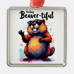 Gefühl Schön - Funny Beaver Grafik Ornament Aus Metall