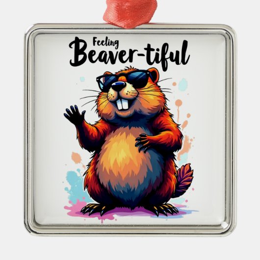 Gefühl Schön - Funny Beaver Grafik Ornament Aus Metall (Vorne)