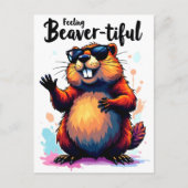 Gefühl Schön - Funny Beaver Grafik Postkarte (Vorderseite)