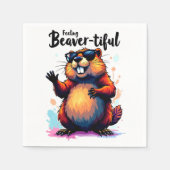 Gefühl Schön - Funny Beaver Grafik Serviette (Vorderseite)