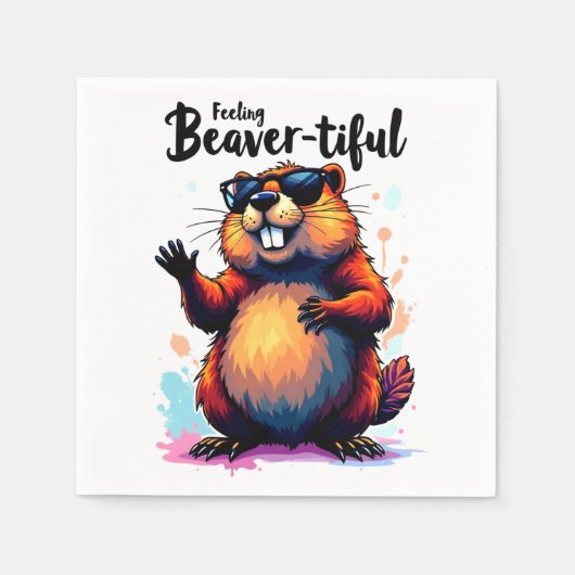 Gefühl Schön - Funny Beaver Grafik Serviette (Vorderseite)