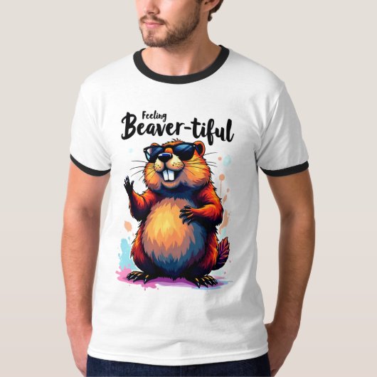 Gefühl Schön - Funny Beaver Grafik T-Shirt (Vorderseite)