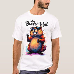 Gefühl Schön - Funny Beaver Grafik T-Shirt