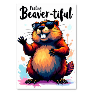 Gefühl Schön - Funny Beaver Grafik Tischnummer