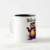 Gefühl Schön - Funny Beaver Grafik Zweifarbige Tasse (Vorderseite Links)