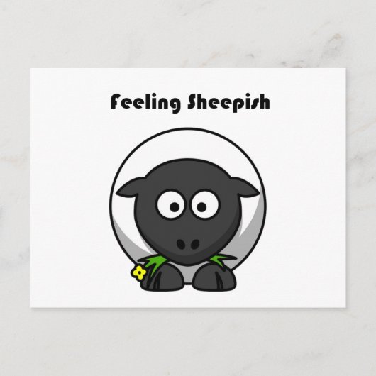 Gefühl Sheepish Niedlich Shy Sheep Funny Cartoon Postkarte (Vorderseite)