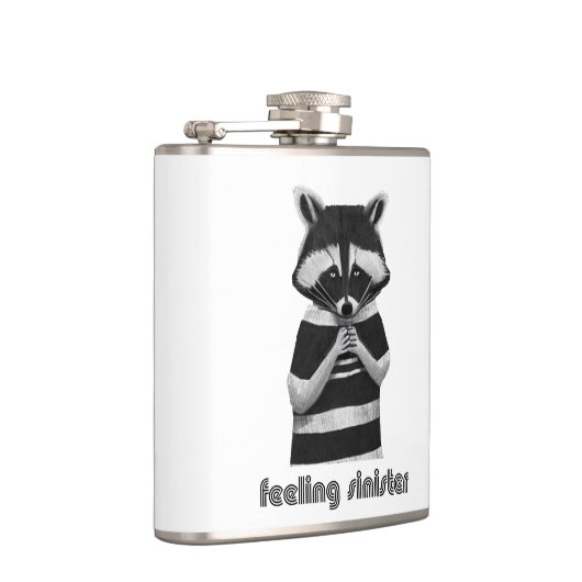 Gefühl Sinister Funny Raccoon Flachmann (Rechts)