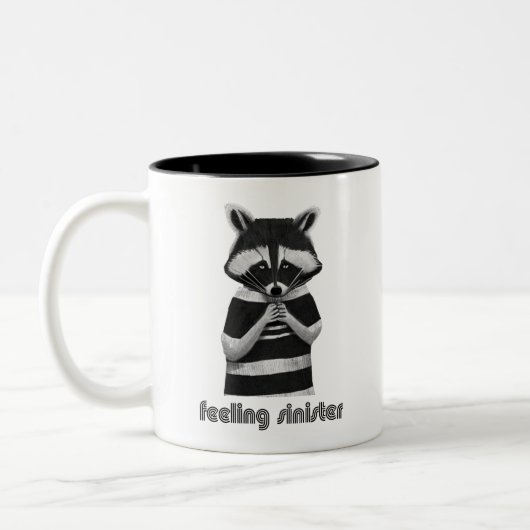 Gefühl Sinister Funny Raccoon Zweifarbige Tasse (Links)