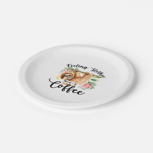 Gefühl Slothee braucht einen Kaffee Pappteller (Schrägansicht)