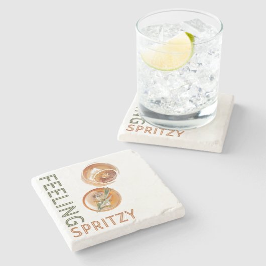 Gefühl Spritzy Orange Cocktail Steinuntersetzer (Seitenansicht)