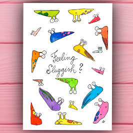 Gefühl träge? Komm bald wieder gut. Postkarte. Feiertagspostkarte