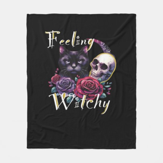 Gefühl Witchy Black Cat Classic T - Shirt Fleecedecke (Vorderseite)