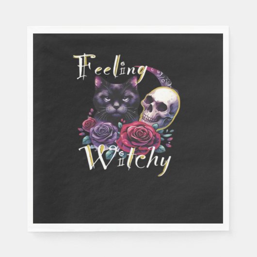 Gefühl Witchy Black Cat Classic T - Shirt Serviette (Vorderseite)