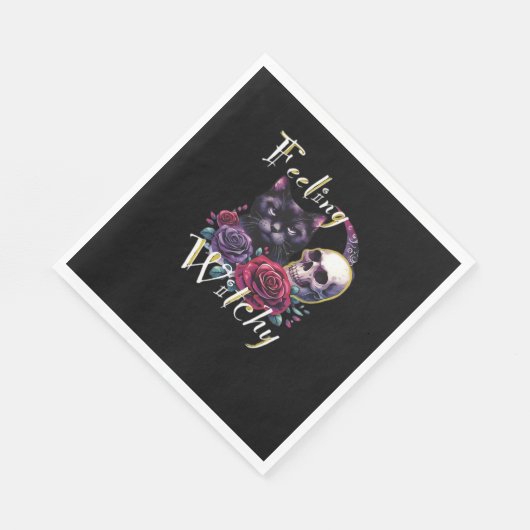 Gefühl Witchy Black Cat Classic T - Shirt Serviette (Ecke)