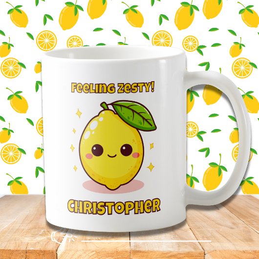 Gefühl Zesty Niedlich Kawaii Lemon personalisiert Kaffeetasse