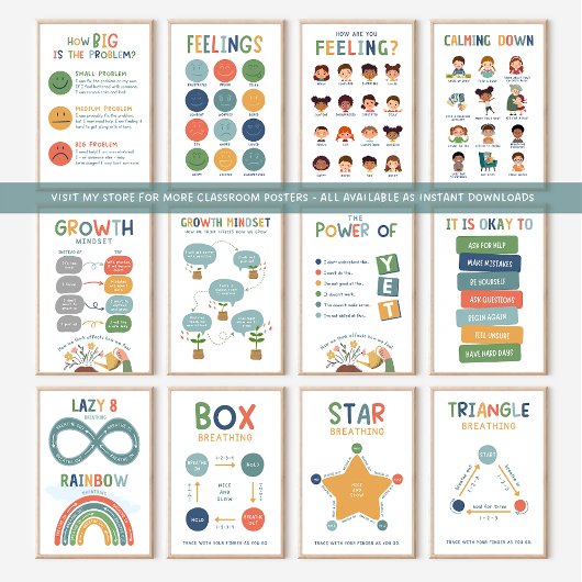 Gefühle Emotion Faces Klassenzimmer Poster