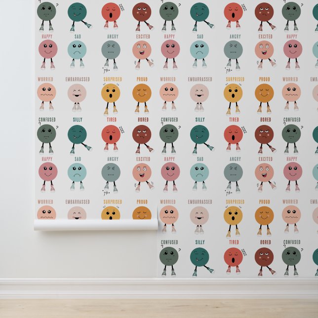 Gefühle Emotionen Faces Chart Klassendekor Tapete (Anwendung)
