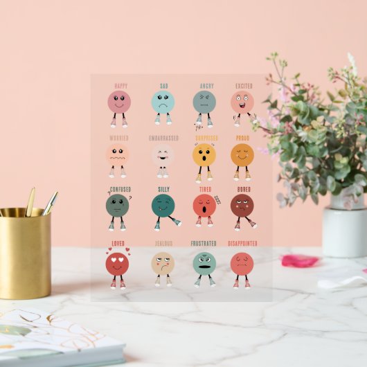 Gefühle Emotionen Gesichter Übersicht Schulberater Acrylschild (Hochzeit)