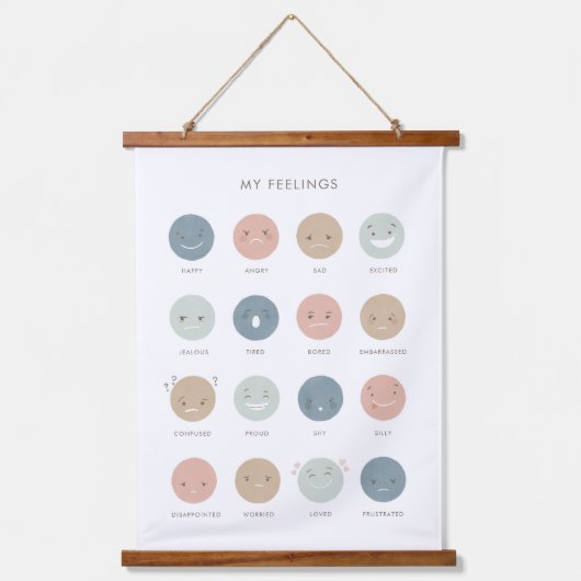 Gefühle Emotions Chart Klassendekor Wandteppich Mit Holzrahmen (Vorderseite)