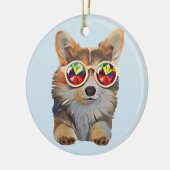 GefühlGroovy Corgi Keramik Ornament (Links)