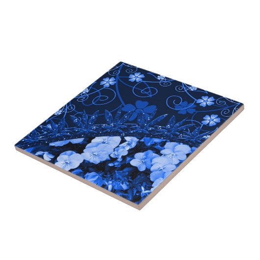 Gefühls-blaues Blumen- u. Glitzer Fliese (Seite)