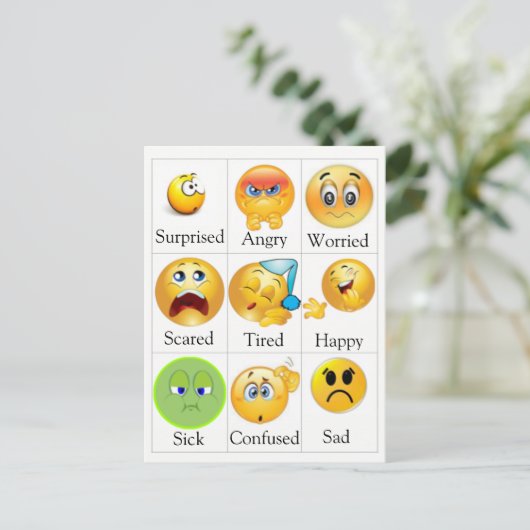 Gefühls-Postkarte - PECS. Text kann redigiert Postkarte (Stehend Vorderseite)