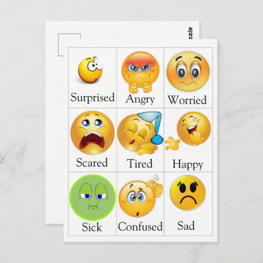 Gefühls-Postkarte - PECS. Text kann redigiert Postkarte (Vorne/Hinten)