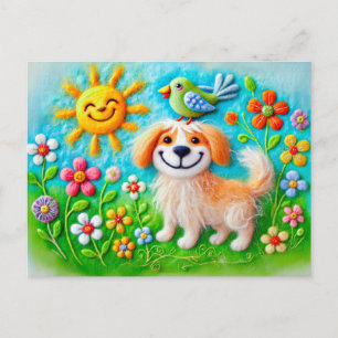 Gefühlter Hund genießt sommerlichen Sonnenschein Postkarte