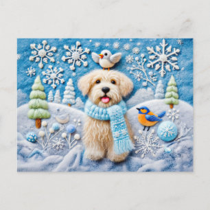 Gefühlter Hund in einer winterlichen Schneelandsch Postkarte