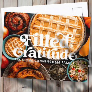 gefüllt mit Dankeschön zum Erntedankfest Feiertagspostkarte