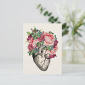 Gefüllt mit überfließendem anatomischem Herzen Postkarte (Stehend Vorderseite)