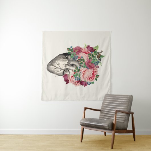 Gefüllt mit überfließendem anatomischem Herzen Wandteppich (Beispiel (Horizontal))