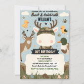 gefüllt Wilde Camouflage Oh Deer Duck Jagd 1. Gebu Einladung (Vorderseite)
