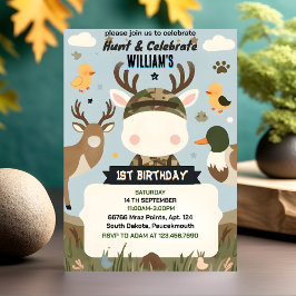gefüllt Wilde Camouflage Oh Deer Duck Jagd 1. Gebu Einladung