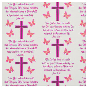 GEFÜLLTE KREUZEN UND SCHALTFLÄCHE JOHN 3:16 FABRIK STOFF