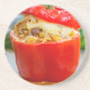 Gefüllte Paprika mit Fleischsoße und Käse Getränkeuntersetzer
