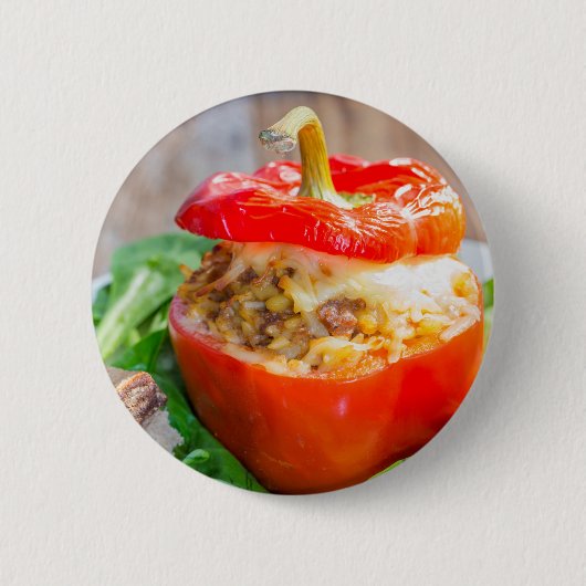 Gefüllte Paprika mit Hackfleischsauce und Käse Button (Vorderseite)