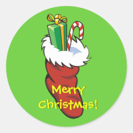 Gefüllter Santa Strumpf Runder Aufkleber