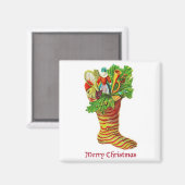 Gefüllter Weihnachtsstrumpf Vintage-Magnet Magnet (Vorderseite/Rückseite)