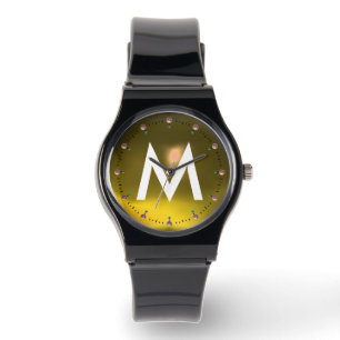 GEFÜLLTES GELBE TOPAZ GEMSTONE-MONOGRAMM ARMBANDUHR