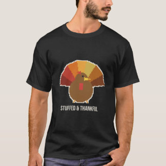 Gefülltes und dankbares Pixel-Truthahn Thanksgivin T-Shirt