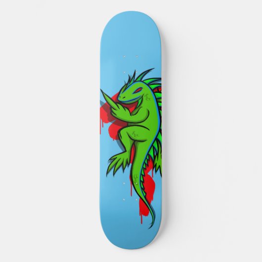 Gefüttert Grüne Iguana Drehte den Vogel Skateboard (Vorderseite)